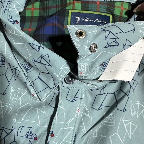 William Murray Scotch Blend Button Down Shirt Carolina Blue Scottie Size XL NWT - Picture 5 of 14